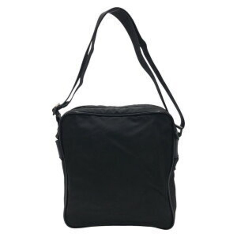Prada nylon logo messenger shoulder triangle bag black Tessuto
